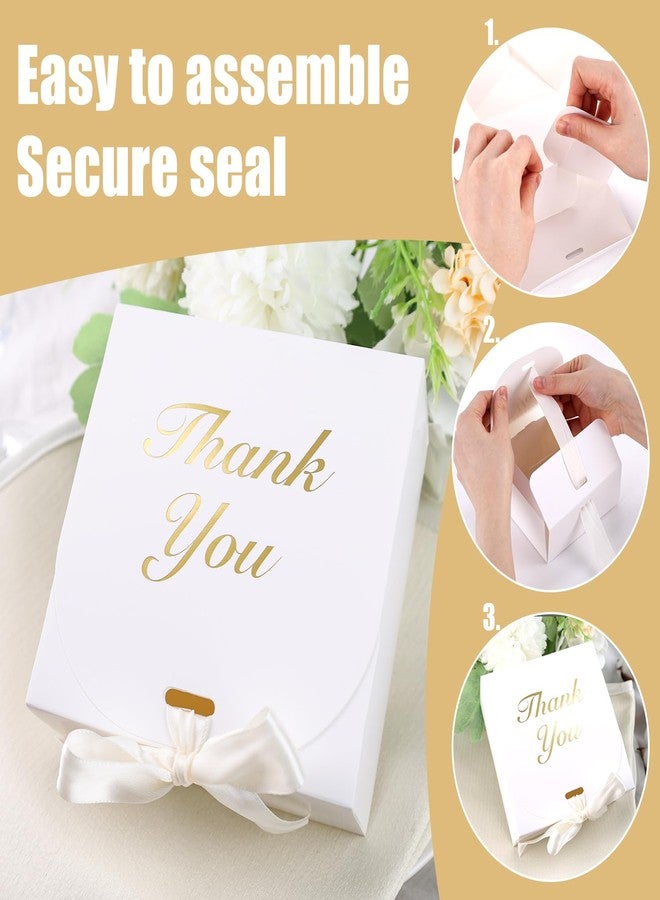 VGOODALL 20PCS Thank You Gift Boxes, 4.5x4.5x1.9Inches Mini Party Favor Boxes White Treat Bags with Bow Ribbon for Wedding Bridal Baby Shower Birthday Party - Image 3